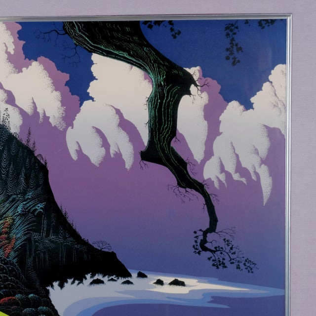 1989 Eyvind Earle "Barns by the Sea" Artist Hand Signed & Numbered 45/80 Very Hard to Find Limited Edition Framed and Matted Serigraph For Sale In San Diego - Image 6 of 15