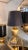 Gilt brass table lamp with black shade, 1970s Diameter 35 cm, height with lampshade 74 cm. European Plug (up to 250V).The...