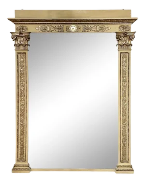Large Scale Carved and Parcel-Gilt Floor Mirror
