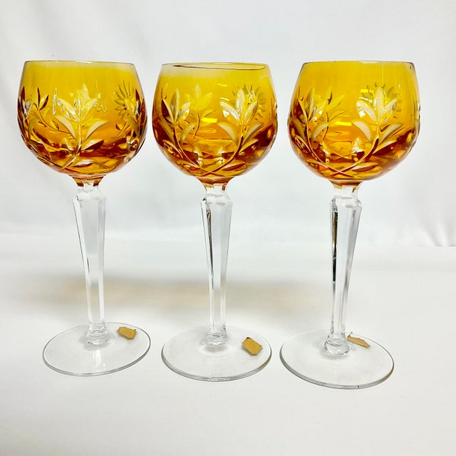 Mid-Century Hollywood Regency German Natchtmann Traube Cut Crystal Wine Glasses - Set of 8 For Sale - Image 13 of 13