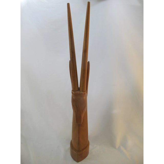Wood Mid Century Modern Carved Wood Gazelle Head Statue Sculpture For Sale - Image 7 of 7