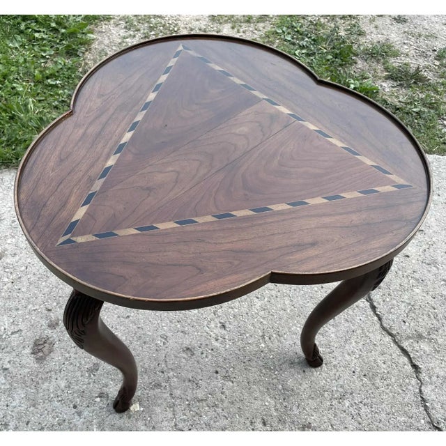 Baker Furniture Mahogany Clover Occasional Table With Inlay For Sale - Image 10 of 12