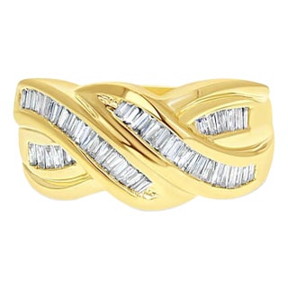 One Carat Baguette Diamond Cocktail Ring, Size 6 For Sale