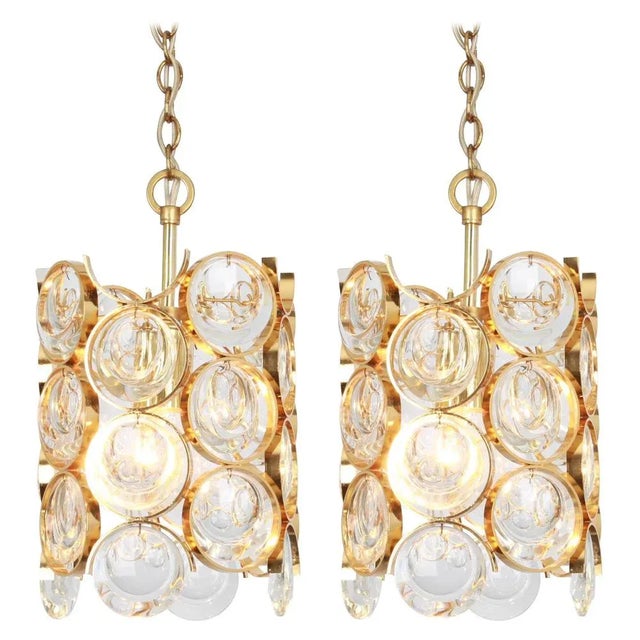 Small Petite Gilded Brass Pendants by Gaetano Sciolari for Palwa, Germany, 1970s, Set of 2 For Sale - Image 13 of 13