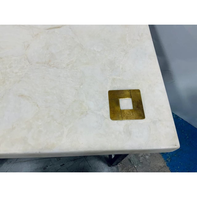 Sherrill Furniture Sherrill Furniture White Stone End Table For Sale - Image 4 of 6