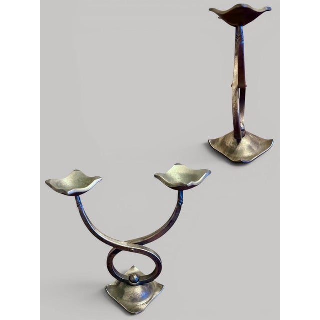 Hefaistos Prague Forged Iron Taurus Zodiac Candle Holder-Arts Crafts-Czech-Metal For Sale - Image 11 of 11