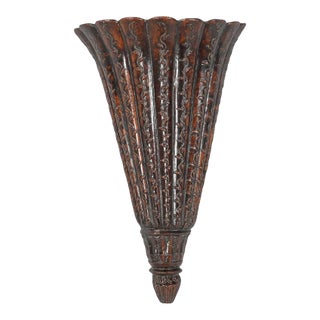 Vintage Unique Carved Hand Painted Wall Sconce Planter Vase For Sale