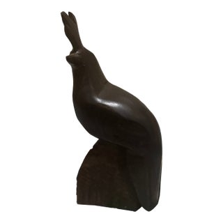 Vintage Hand Carved Ironwood Quail Figurine Mid Century Modern Desert Bird Art Statue For Sale