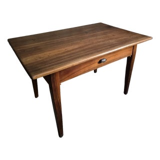 Antique French Walnut Farmhouse Dining Table with Drawer, 1900s For Sale