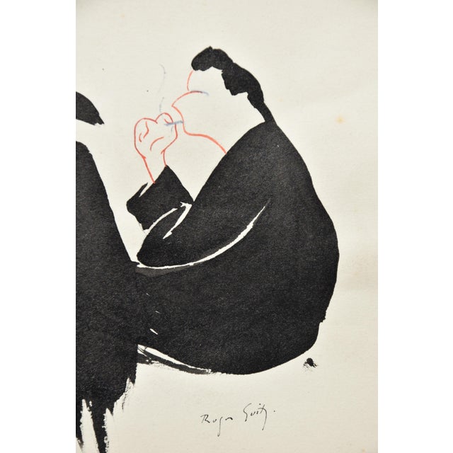 Roger Guit, Theatregoers (Paris), 1920s, Ink & Watercolor For Sale - Image 7 of 9
