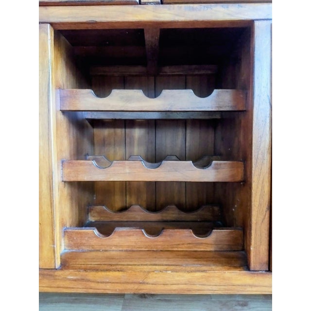 Wooden Storage Cabinet and Illuminated Display Case, Featuring a Wine Rack, Drawers, and Doors For Sale - Image 10 of 13