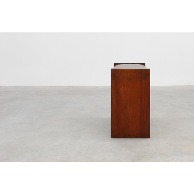Wood Art Deco Walnut Stool with Leather Seat, Belgium, 1925 For Sale - Image 7 of 11