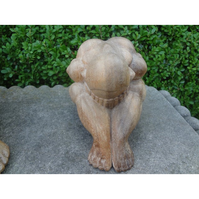 Set of Asian carved wood Zen figures. Great vintage set of 3 carved wood Asian male worry figures or sculptures. Each...