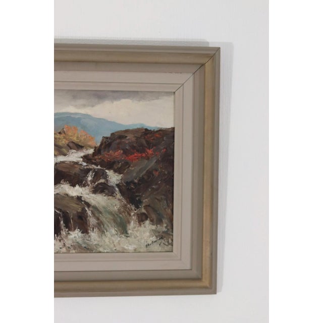 Original Swedish Painting on Panel – “Landscape with Waterfall” by Åke Ahmlund – Signed & Framed – 58 × 53 cm (22.8" ×...