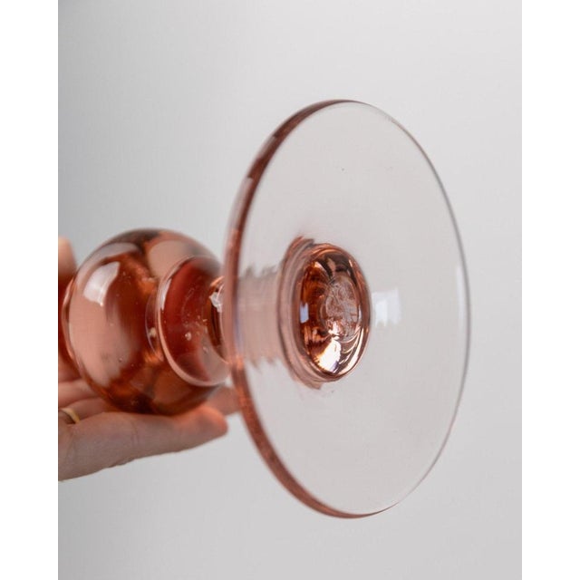 Vintage Peach Glass Candleholders, Italy, 1980s, Set of 2 For Sale - Image 10 of 13