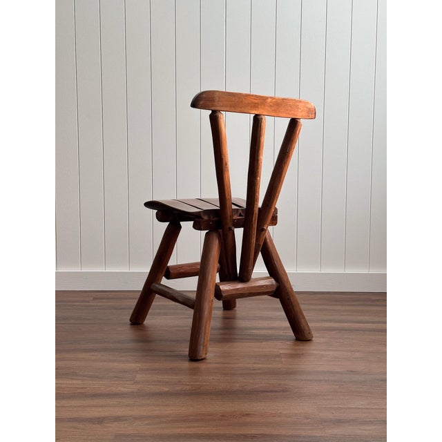 Brown 1960s Vintage Brutalist Wabi-Sabi Wood Dining Chairs, Set of 4 For Sale - Image 8 of 18