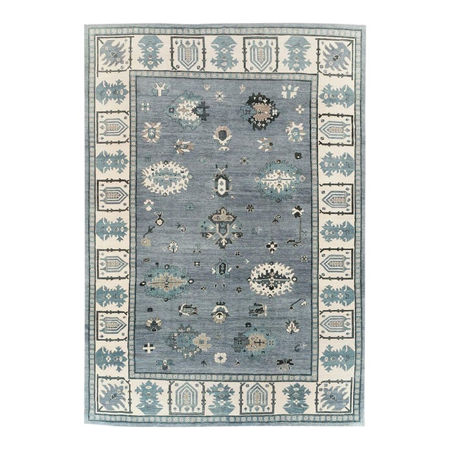 Oversize Vintage Inspired Oushak Carpet - 12'10" x 18'10" For Sale