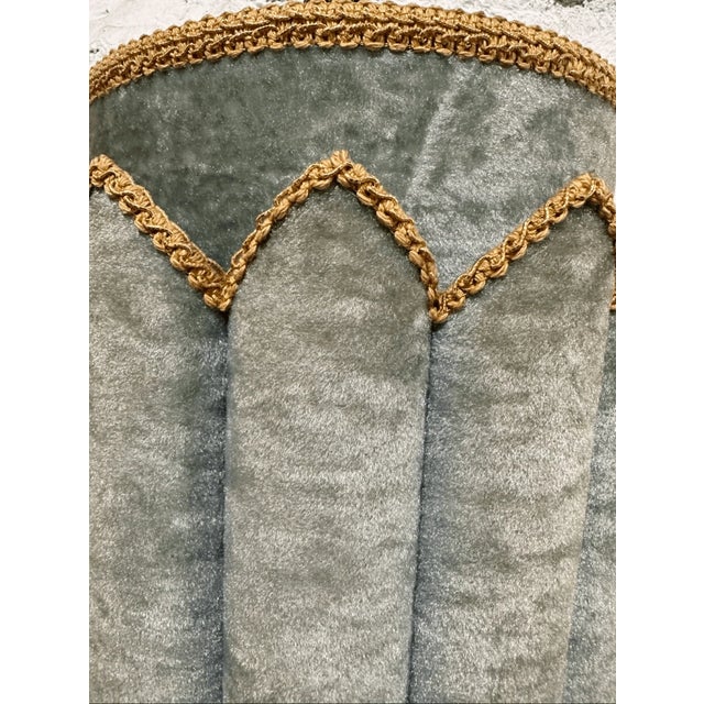 Late 20th Century Vintage Boho Style Velvet Teal & Bronze Hanging Pendant Light For Sale - Image 5 of 7