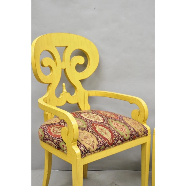 Contemporary Regency Style Red Green Yellow Scroll Back Dining Chairs - Set of 8 For Sale - Image 13 of 18