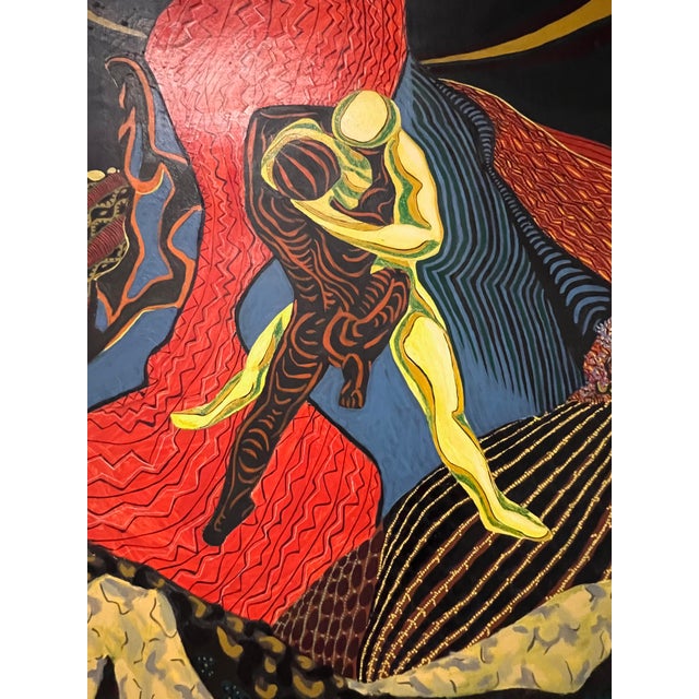 Black C. 1960s Psychedelic Twelve Foot Lonng Diptych Abstract Shaped Canvas Painting For Sale - Image 8 of 11