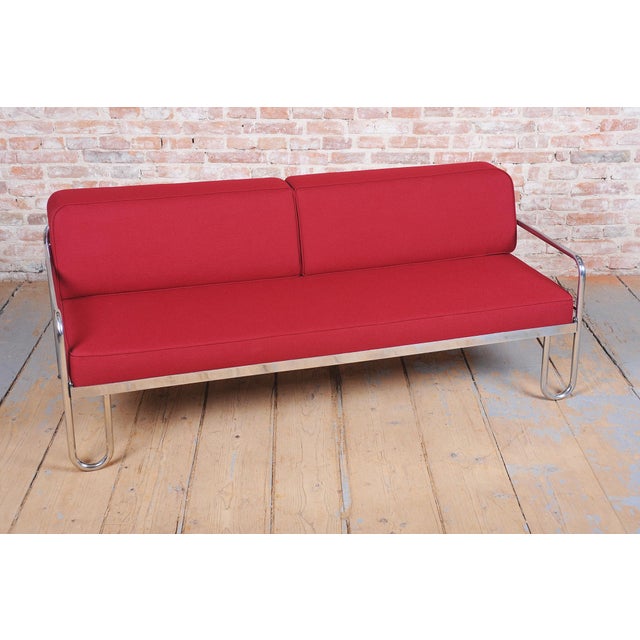 Czech Bauhaus Sofa in Chrome-Plated Steel attributed to Robert Slezák, 1930s For Sale - Image 9 of 11