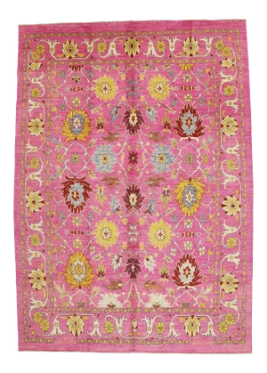 Vintage Modern Pink Turkish Oushak Rug - 10'09 X 15'00