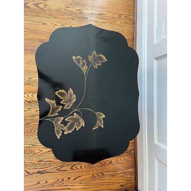 Late 20th Century Asian Style Black and Gilt-Lacquered Side Table For Sale In Nashville - Image 6 of 6
