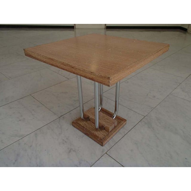 Small Rectangular Salon Side Table in Limed Oak with Chrome-Plated Steel, 1930s For Sale - Image 4 of 10