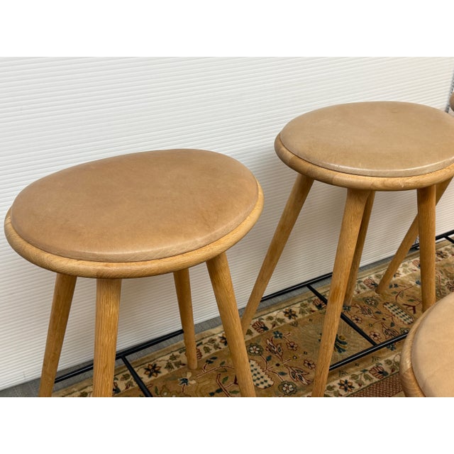 Space Copenhagen for Mater Soaped Oak Wood Counter Stools, Set of Four For Sale - Image 11 of 12