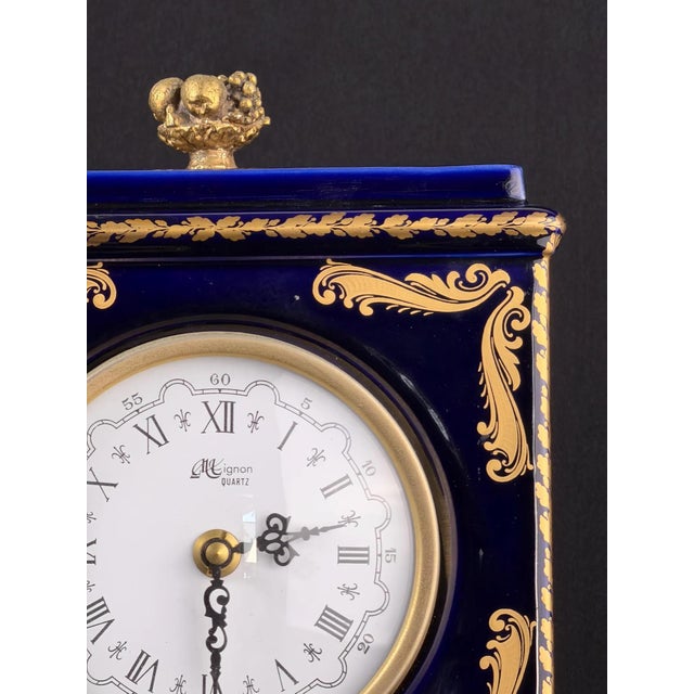 1970s French Mignon Limoges Style Porcelain Mantel Clock, 1970s For Sale - Image 5 of 12