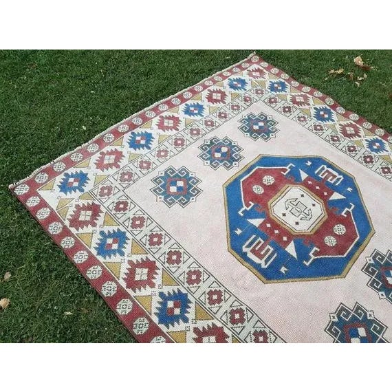 Turkish 1970s Vintage Turkish Oushak Rug - 6′3″ × 6′9″ For Sale - Image 3 of 9