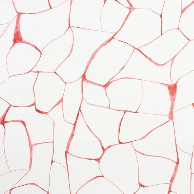 Abstract Sample - Schumacher X Porter Teleo Filigree Fabric in Coral For Sale - Image 3 of 3