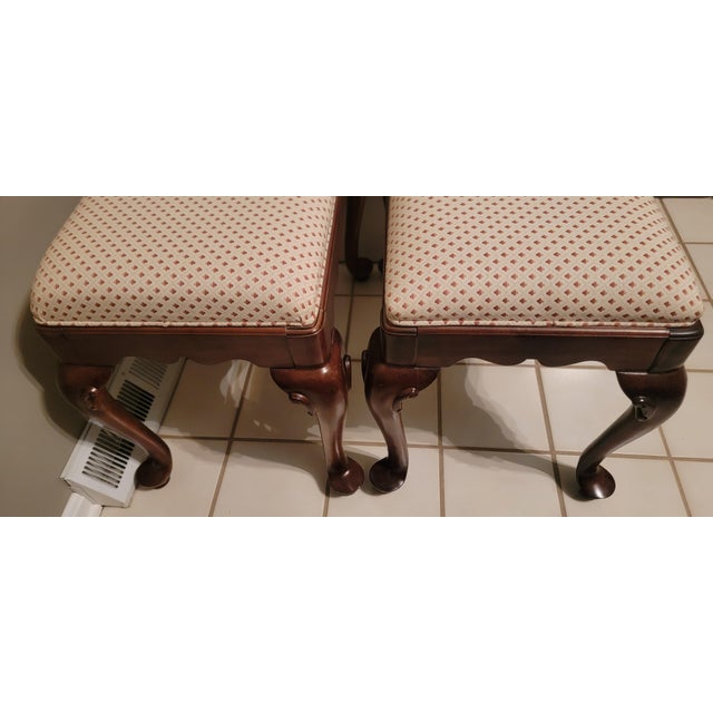 Charming vintage Ethan Allen traditional classics benches. Queen Anne style mahogany benches with cabriole legs and...