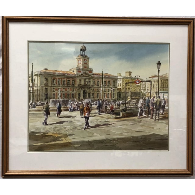 Puerta Del Sol, Original Watercolor 1991, Signed on the Bottom - 23" x 20"