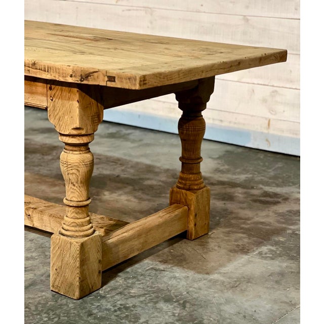 Bleached Oak Farmhouse Dining Table, 1925 For Sale - Image 6 of 18
