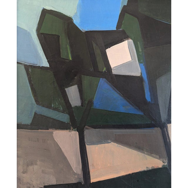 1958 Mid-Century Modern 'Geometric Pathway' Vintage Original Abstract Landscape, Framed For Sale - Image 11 of 12