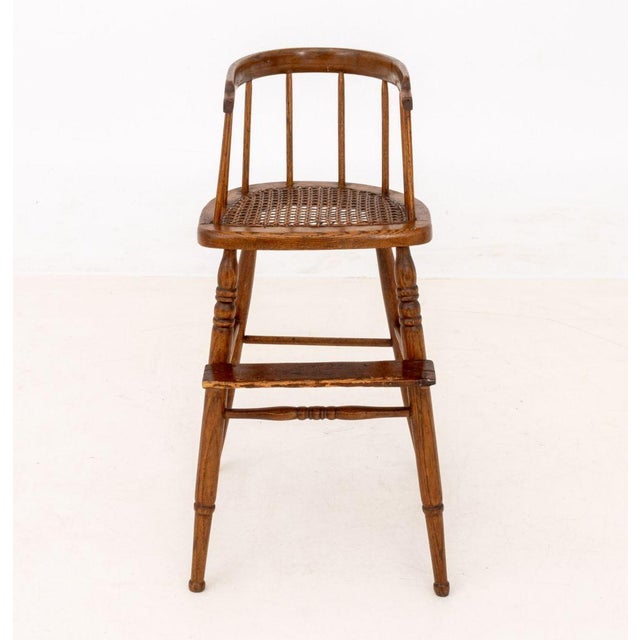 Victorian Victorian Cane-Paneled Oak Children's Chair For Sale - Image 3 of 10