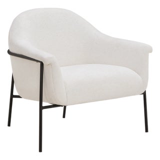 Lua Cream Chenille Accent Chair For Sale
