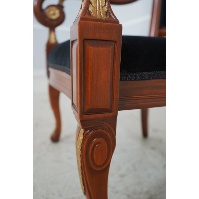 Pair of Neoclassical Napoleonic Gilt Accent Open Armchairs For Sale - Image 13 of 18