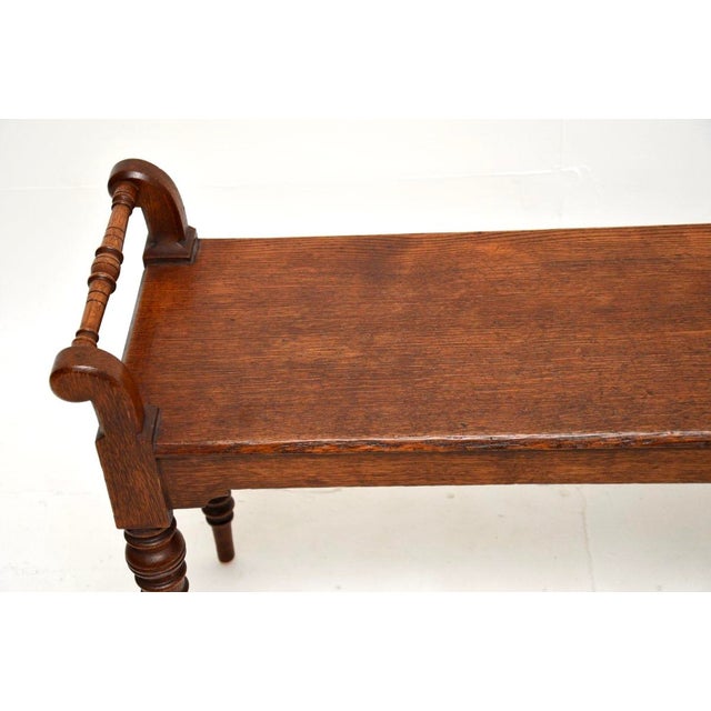 Late 19th Century Antique Victorian Oak Bench, 1870s For Sale - Image 5 of 9