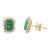 18k Yellow Gold 1.72ct Natural Emerald Green Earrings With Halo Diamonds- A Pair For Sale
