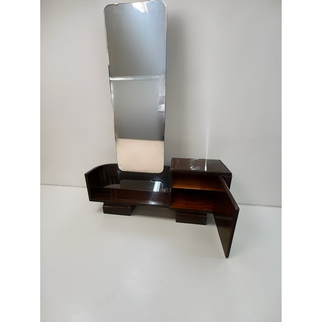 Wood Art Deco Vanity Table with Mirror in Burl Walnut, Germany, 1940s-1950s For Sale - Image 7 of 9