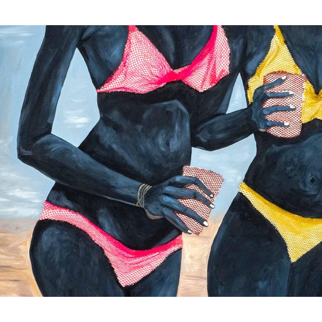 Adjei Tawiah Three Women in Bikinis Mixed Media For Sale - Image 4 of 7