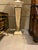 This elegant tapered pair of pedestals are raised by rectangular mottled edge white Carrara marble bases. The tapered...