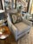 Lee Industries Gray Leather Custom Club Chair For Sale - Image 11 of 11