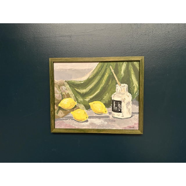 Original Oil on Panel – “Still Life with Lemons and Inkpot” by Gilbert – Signed – Newly Framed – 44 × 36 cm (17.3" ×...