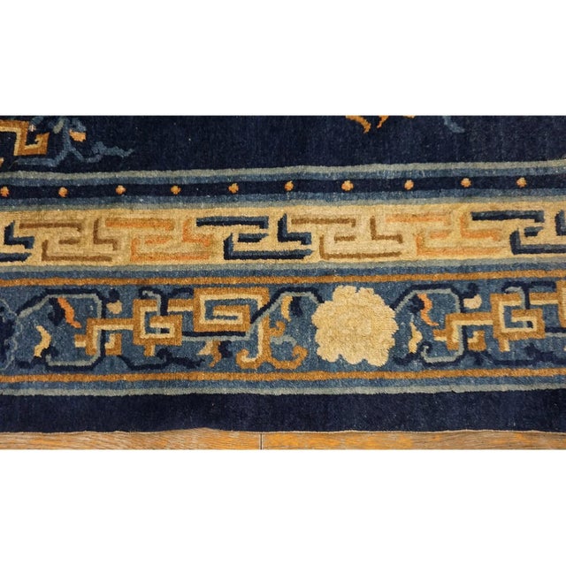 Blue Chinese Antique 1880s Rectangle Room Size Wool Knotted Peking Rug For Sale - Image 11 of 11