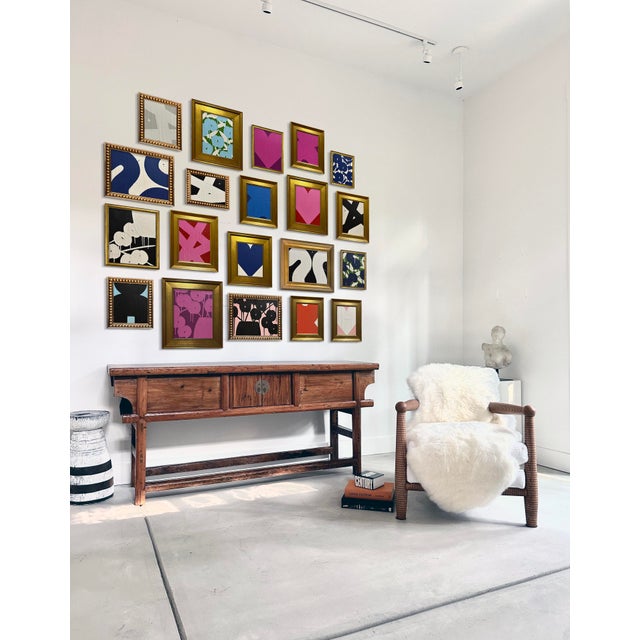 Ron Giusti Ron Giusti Mini Wagasa Light Blue Black Acrylic Painting For Sale - Image 4 of 5