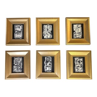 6 Contemporary Original Wayne Cunningham Abstract Marker Drawings - Set of Six For Sale