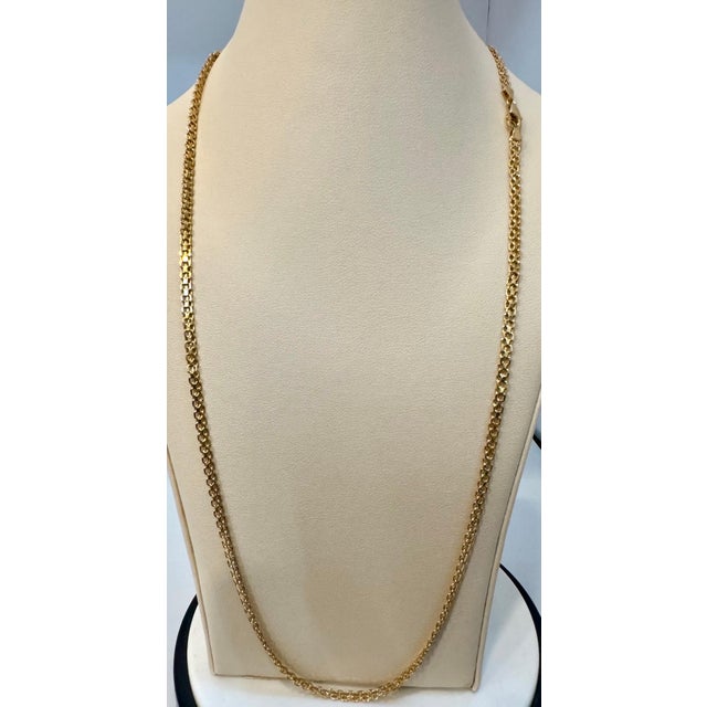 Contemporary 14k Solid Yellow Gold Handmade 3.4 mm Anchor Mariner Link Necklace, 24"L , 15.8G For Sale - Image 3 of 18